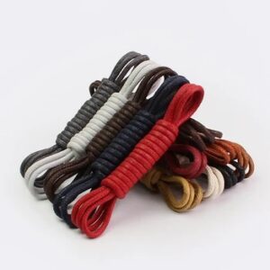 1 Pair Round Shoe laces Leather Waterproof Shoelaces Waxed Cotton Solid Polyester Cotton Shoe lace Unisex Leisure Shoelace