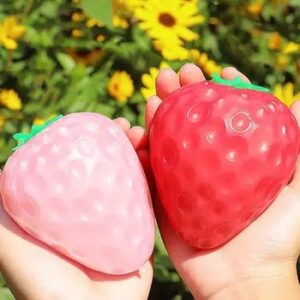 1PC-Simulated Color-changing Strawberry Squishy Fruit Hand Anti-stress Squeeze Ball Decompression Toys for Children Sensory Auti