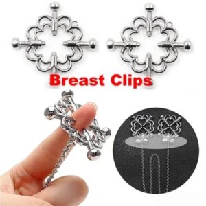 1Pair Metal Bondage Flower Nipple Clamps with Chain Breast Clips Slave BDSM Women Sex Games Breast Cover Clamps Toys