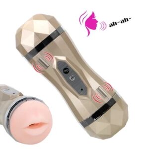 21cm 3D Mouth Real Pussy Vaginal For Men Penis Pump Vibrators Cock Exerciser Male Masturbator Oral Sex Toys Adult Erotic Product