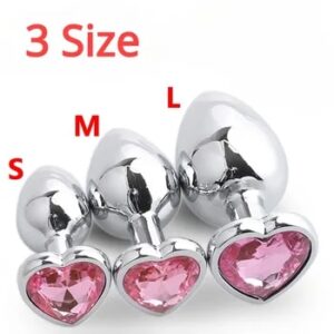 3 Size Heart Anal Plug Stainless Steel Plug Colored Stone Butt Plug Anal Massager Prostatic Stimulation Sex Toys for Man Woman