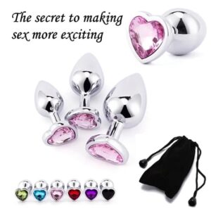 3 Sizes Anal Plug Mini Heart Smooth Metal Stainless Steel Crystal Butt Plug Stimulator Smaller Anal Sex Toys For Men Women Anus