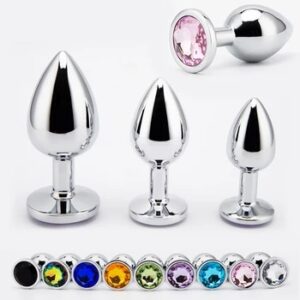 3 Sizes Metal Anal Plug Smaller Smooth Stainless Steel Butt Plug Colorful Crystal Round Anus Plug Adults Anal Sex Toys For Women