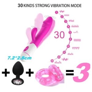 3PCS/SET 30Speed Rechargeable Handheld Silicone Adult Clit Clitoral Clitoris Sex Toy G Spot Dual Motor Rabbit Vibrator for Women