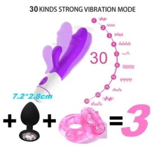 3PCS/SET 30Speed Rechargeable Handheld Silicone Adult Clit Clitoral Clitoris Sex Toy G Spot Dual Motor Rabbit Vibrator for Women