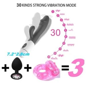 3PCS/SET 30Speed Rechargeable Handheld Silicone Adult Clit Clitoral Clitoris Sex Toy G Spot Dual Motor Rabbit Vibrator for Women