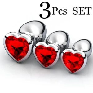 3Pcs/Set Smooth Massager Anal Beads Crystal Jewelry Heart Butt Plug StImulator Women Sex Toys Dildo Stainless Steel Anal Plug