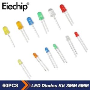 60pcs 3mm 5mm Light Emitting Diode F3 F5 Red Orange Yellow Green Blue White DIY LED Diode Assorted Kit