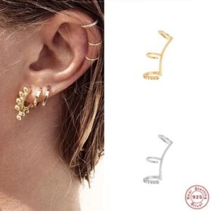 Aide 1PC 925 Sterling Silver Cross Ear Cuff Non Pierced Earrings for Women Micro Pave CZ Small Clip on Earrings Cartilage Jewel