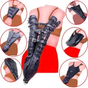 Arm Binder Glove Sleeves,Behind Back Bondage Armbinder,BDSM Leather Handcuffs Straight Jacket,Sex Toys For Couples