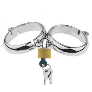 BDSM Oval Metal Handcuffs Lockable Shackles FootCuffs Ankle Cuffs Restraints Adult Sex Toy Bondage Metal Wristband for Women Men