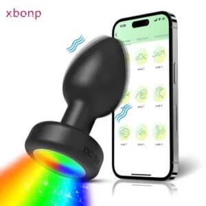 Bluetooth Anal Plug Vibrator with Light APP Remote Control Butt Plug Prostate Massager Anal Trainer Sex Toys for Women Men Adult