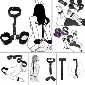 Bondage Kit Back Restraints Fetish Erotic Sex Toys For Couples Woman Female Slave Collars Handcuffs Necklace BDSM Adult Games