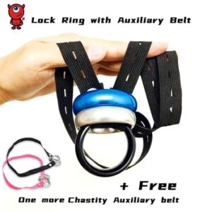 Chastity Belt with Metal Lock Ring Penis Ring with 2Pcs Auxiliary Belt Sexual Products BDSM SexToys for Men Cock Ring 40/45/50mm