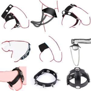 Cock Ring Leather Harness,Penis Trainer Bdsm Strap,Ball Stretcher Divider CBT,Scrotum Bondage Cockring,Sex Toys For Men