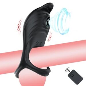 Cock Ring Vibrator for Man with Sucking Function Penis Rings Remote Control Clit Stimulator 5 Vibration Sex Toy for Men Couples