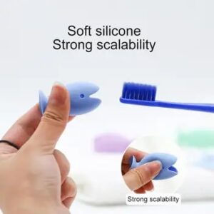 Cute Standing Tooth Brush Cover Cap Stand, Portable Travel Toothbrush Head Cover Cute Fish Shape Silicone Suction Cup Toothbrush