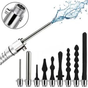 Douche Enema Vagina Anal Cleaning Switch faucet attachment Silicone Enema Syringe Shower Metal Butt Plug Nozzle Tip Gay Massager