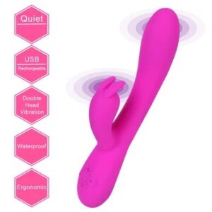 Dual Motors Dildo Clitoris Vagina Stimulation 16 Speeds Sex Toys for Women G Spot Nipple Massager Heating Rabbit Vibrator