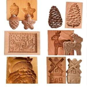 Easter Christmas 3D Wooden Cookie Mold Gingerbread Mould Carved Decoration Stamp Embossing Craft Decorating Baking Tools M531