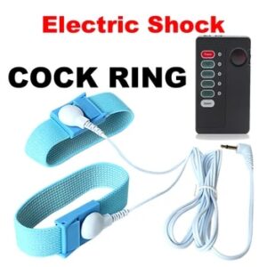 Electric Shock Conductive Fibers Penis Ring Cock Therapy Extender E-stim Massage BDSM Gay Sex Product Kit for Men Masturbation