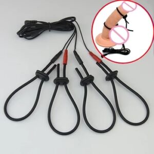 Electric Shock Silicone Loops Cock Ring,Estim Electro Stimulation Penis Extender Men Enlarger Masturbator,BDSM Sex Toys