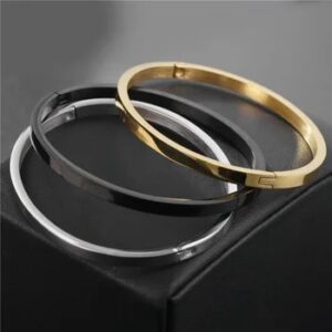 Fashion Cuff Bracelets Bangles Men Women Stainless Steel Gold Color Silver Color Black Bangle Bracelet Luxury Jewelry