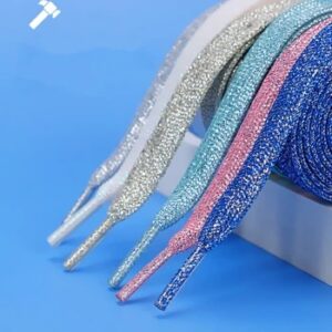 Fashion Reflective Laces Pearlescent Colorful Double Color Gold Shoelaces For Women Flat Casual Shoes Elastic Laces For Sneakers