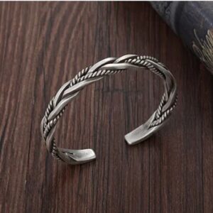 Fashion designer 925 Sterling Silver Twisted Woven Bracelet man women Neutral Retro Thai Original Handmade Opening bangle Gifts