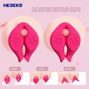 HESEKS Magnetic Nipple Clip Breast Massage G Spot Intimate Clamps Sex Toy For Women Couples Clitoral Stimulation SM Masturbator