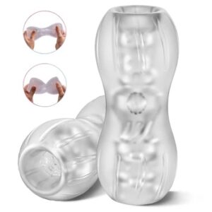 Hand Held Transparent Masturbator Realistic Vagina Blowjobs Deep Throat Stimulator For Men Dick Glans Trainer Massager Sex Toys