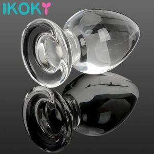 IKOKY 50mm Large Crystal Butt Plug Vagina Ball Big Pyrex Glass Anal Dildo Bead Fake Adult Masturbate Sex Toys for Women Men Gay