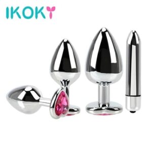 IKOKY Stainless Steel Anal Plug Bullet Vibrators Female Masturbation Prostate Massager Sex Toys For Men Butt Plug Vibrators