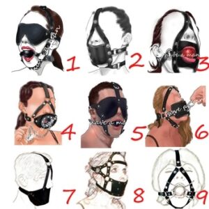 Leather Head Face Mask Mouth Gag,BDSM Bondage Silicone Gag Ball ,Harness Strap Blindfold, Sex Toys For Couples