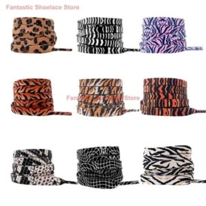 Leopard Shoelace Classic Animal Prints Leopard Zebra Tiger Snake Pattern Sports Shoelace Flat High-top Canvas Sneakers Women Men