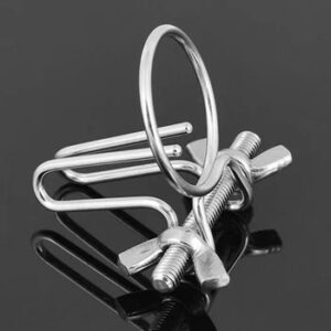 Male Horse Eye Urethra Expander with Elastic Clamp Stainless Steel Urethral Locking Ring Glans Rod Penis Plug Urethral Dilators