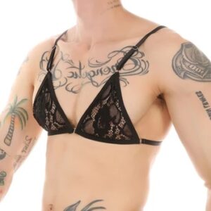 Men's Sexy Bra Men Seat Belt Lace Underwear BDSM Chest Strap Sex Lingerie Sissy Outfit Crop Top Men Gay