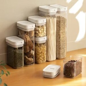 Moisture-Proof and Insect-Proof Transparent Air-Tight Food-Grade Plastic Storage Canister for Snacks,Grains,Coffee Beans Storage