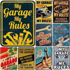 My Garage My Rules Automobile Repair Metal Tin Signs Vintage Postesr Plaque Sign for Home Cafe Bars Garage Club Pub Wall Decor