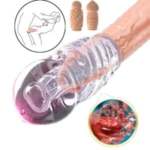 Penis Sleeve Extender Delayed Ejaculation Cock Ring Men's Enhancement Head Vagina Stimulation Condom Sex Toys For Couple Game