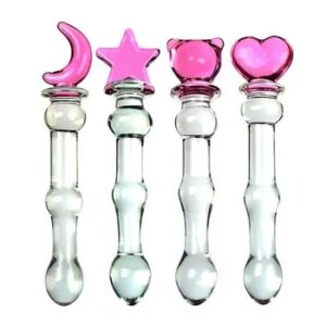 Pink Glass Anal Plug Cute Glass Anal Dildos For Women Smooth Glass Butt Plug Prostate Massage G-Spot Stimulation Sex Toy