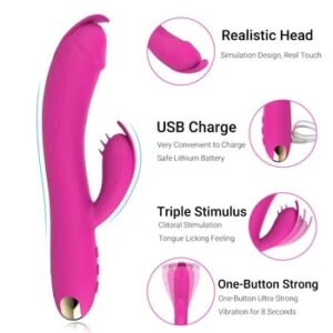 Powerful Rabbit Vibrator Dual Motor Clitoris Stimulator G-Spot Vibrating Sex Toy for Female