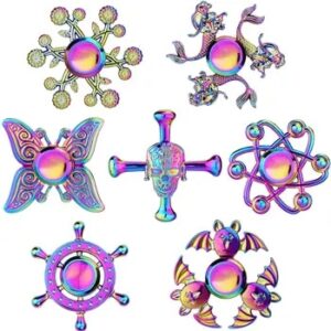 Rainbow Metal Fidget Spinner Toys Stainless Steel Bearing High Speed Stress Relief Spinner ADHD Anxiety Toys for Adult Kid