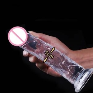 Realistic Dildo for Women Silicone Beginner Clear Dildo with Strong Suction Cup Hands-Free Play for Adult Sex Masturbator G Spot