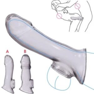 Reusable Penis Sleeves High Elastic Condoms Cock Soft Extender Enlargement Delay Ejaculation Sex Toys for Men Couple Sex Product