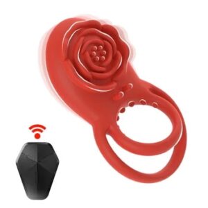 Rose Toy Cockring Vibrator for Men Wireless Remote Control Clit Pussy Stimulator Delay Ejaculation Penis Rings Sex Toys for Male