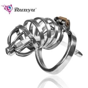 Runyu Stainless Steel Metal Urethra Chastity Lock Penis Bondage Adult Men'S Chastity Cage Cock Restriction SM Abstainer Sextoys