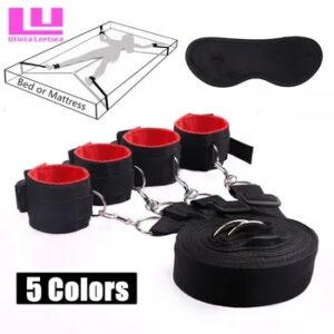 Sex Tools for BDSM Bondage Restraint Adult S&M Fetish Games Set Vibrator Handcuffs Ankle Bed Toys Kits for Couples