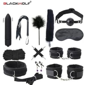 Sexy Leather BDSM Kits Plush Sex Bondage Set Handcuffs Sex Games Whip Gag Nipple Clamps Sex Toys For Couples Exotic Accessories