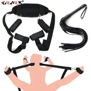 Sexy Nylon BDSM Bondage Kits Handcuffs Ankle Cuffs Sex Games Leather Whip Sex Toys For Couples Women Adult Exotic Accessories